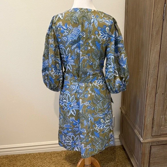 Talbots Blue and Green Floral Long Sleeve Dress - Picture 2 of 4